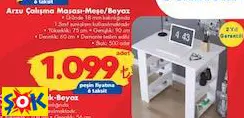 ARZU ÇALIŞMA MASASI MEŞE/BEYAZ ARZU ÇALIŞMA MASASI MEŞE/BEYAZ